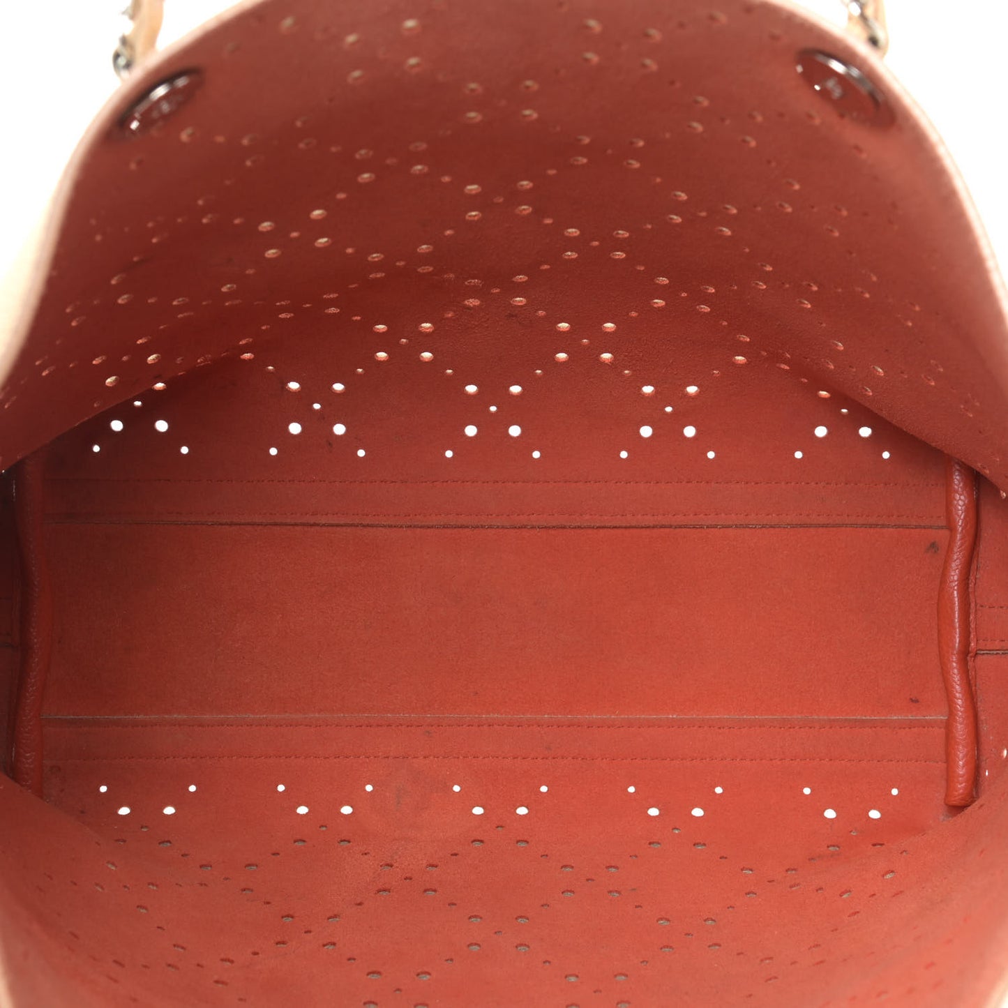 Perforated Grained Calfskin Small Shopping Tote Light Coral