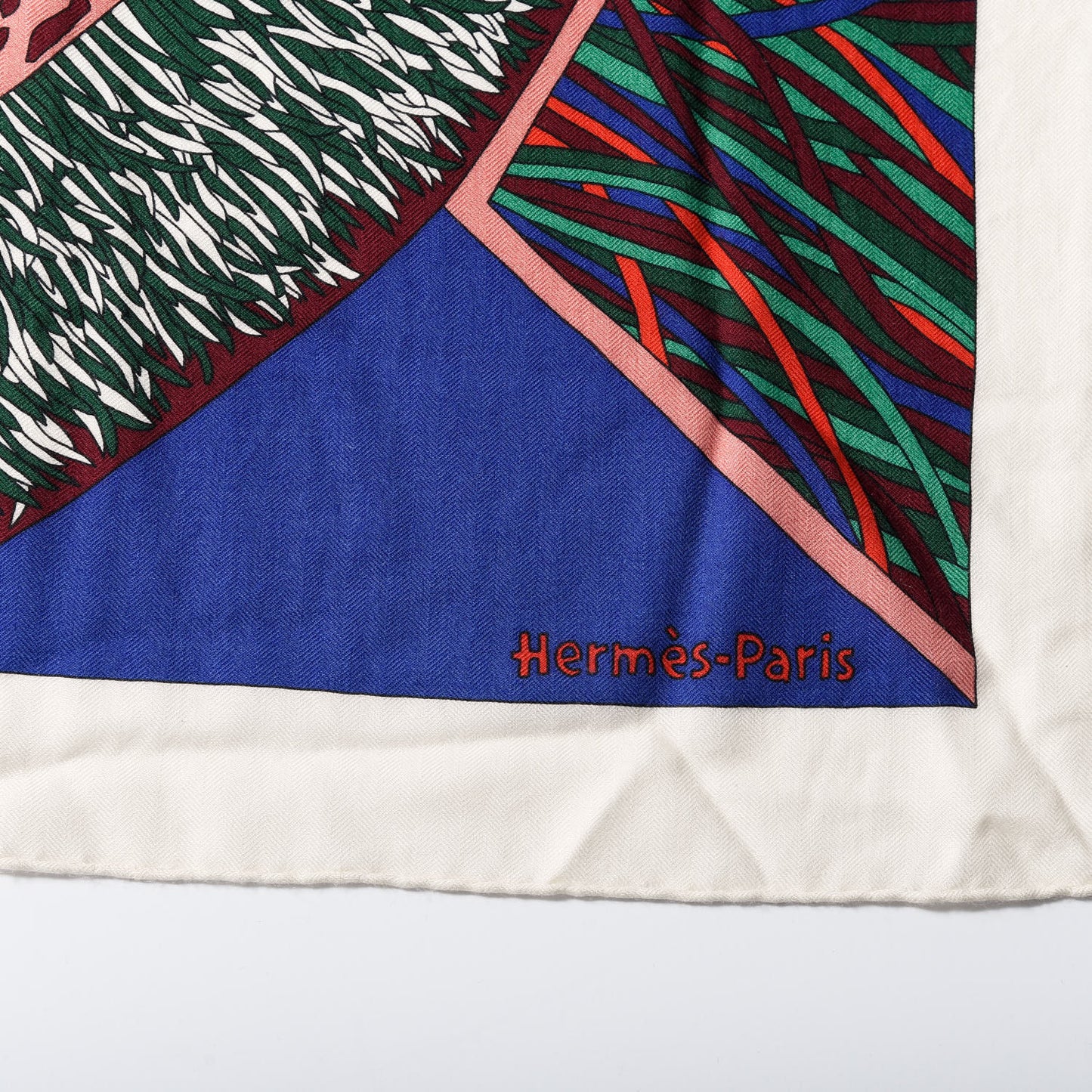 Cashmere Silk Travers Champs Shawl GM 140 Rouge Violet Vert