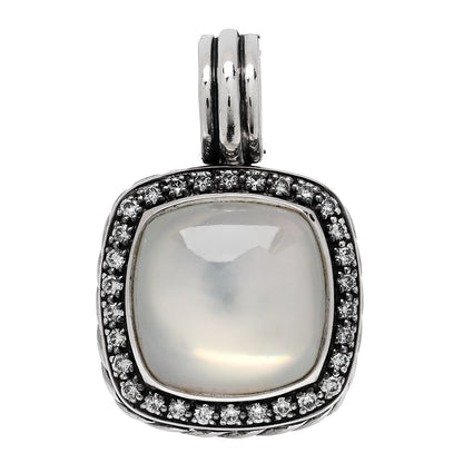 David Yurman Sterling Silver Diamond Moon Quartz 14mm Albion Enhancer Pendant 1 of 3