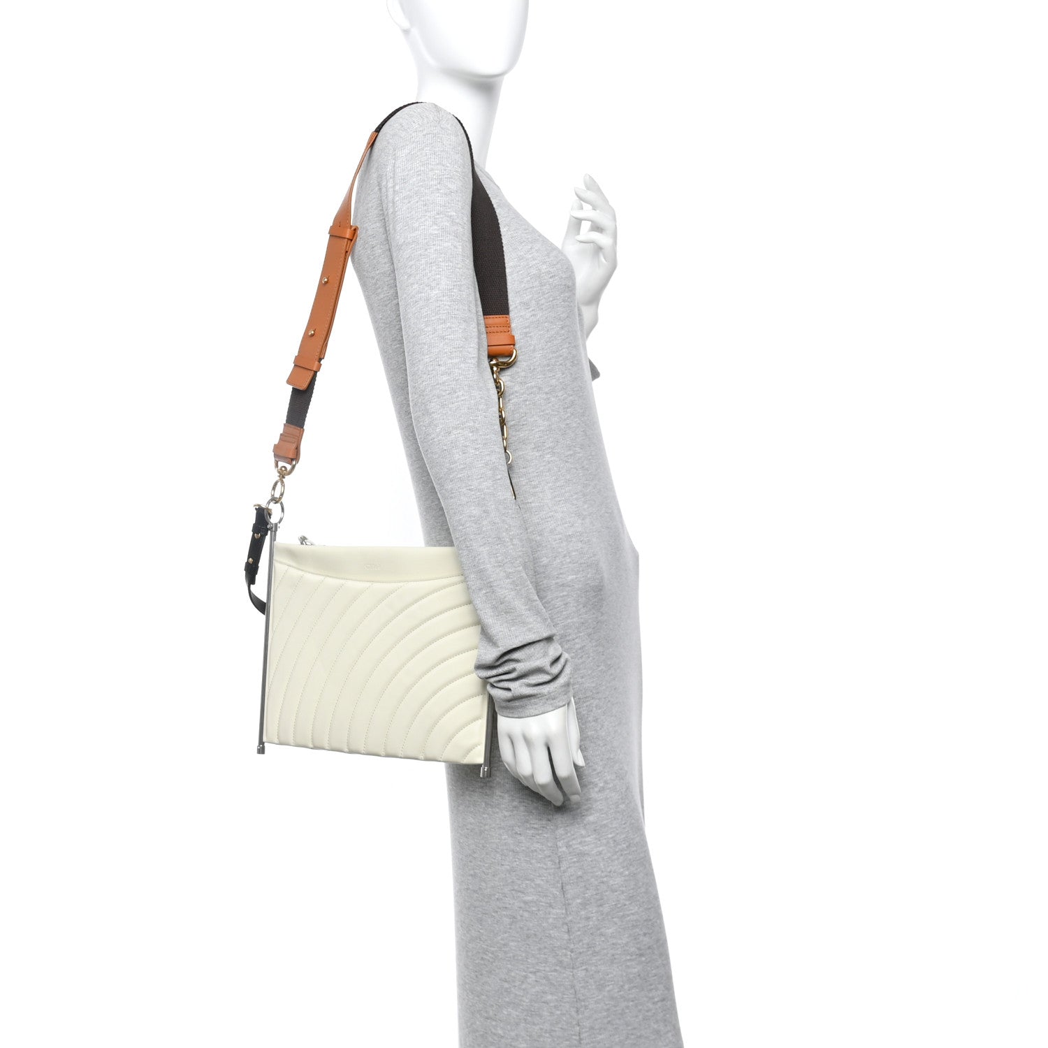 Chloe Smooth Calfskin Quilted Medium Roy Clutch Off White 2 of 11