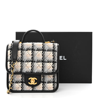 Chanel Tweed Calfskin School Memory Mini Top Handle Flap Ecru Grey Beige Black 11 of 11