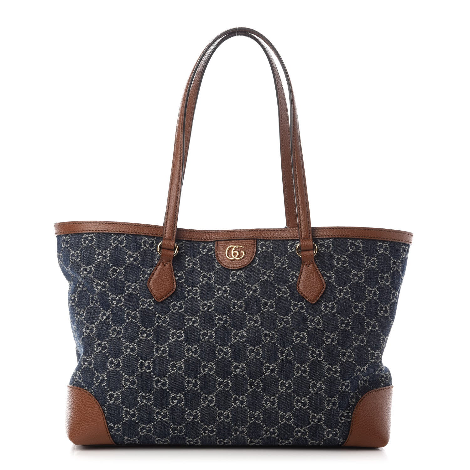 Gucci New Denim GG Monogram Medium Ophidia Shopping Tote Blue Tea Cuir 1 of 8