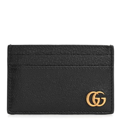Gucci Calfskin Boar Effect GG Marmont Card Holder Black 1 of 7
