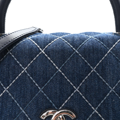 Chanel Denim Quilted Small Coco Handle Flap Blue 8 of 10