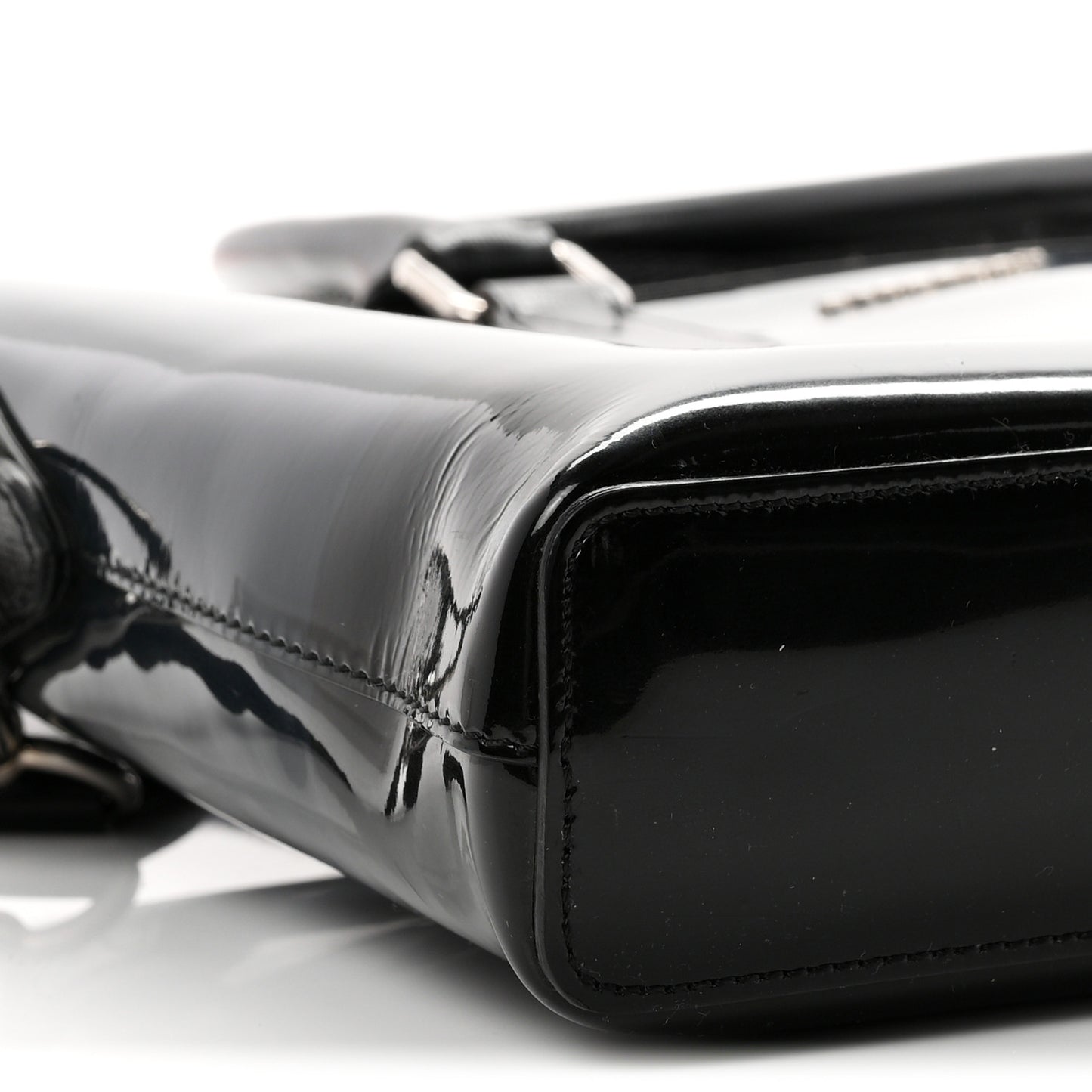 Patent Textured Calfskin Barrow Briefcase Black Blue