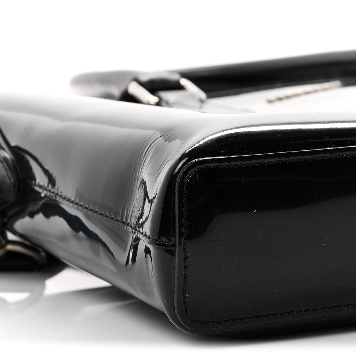 Burberry Patent Textured Calfskin Barrow Briefcase Black Blue 8 of 9