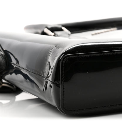 Burberry Patent Textured Calfskin Barrow Briefcase Black Blue 8 of 9