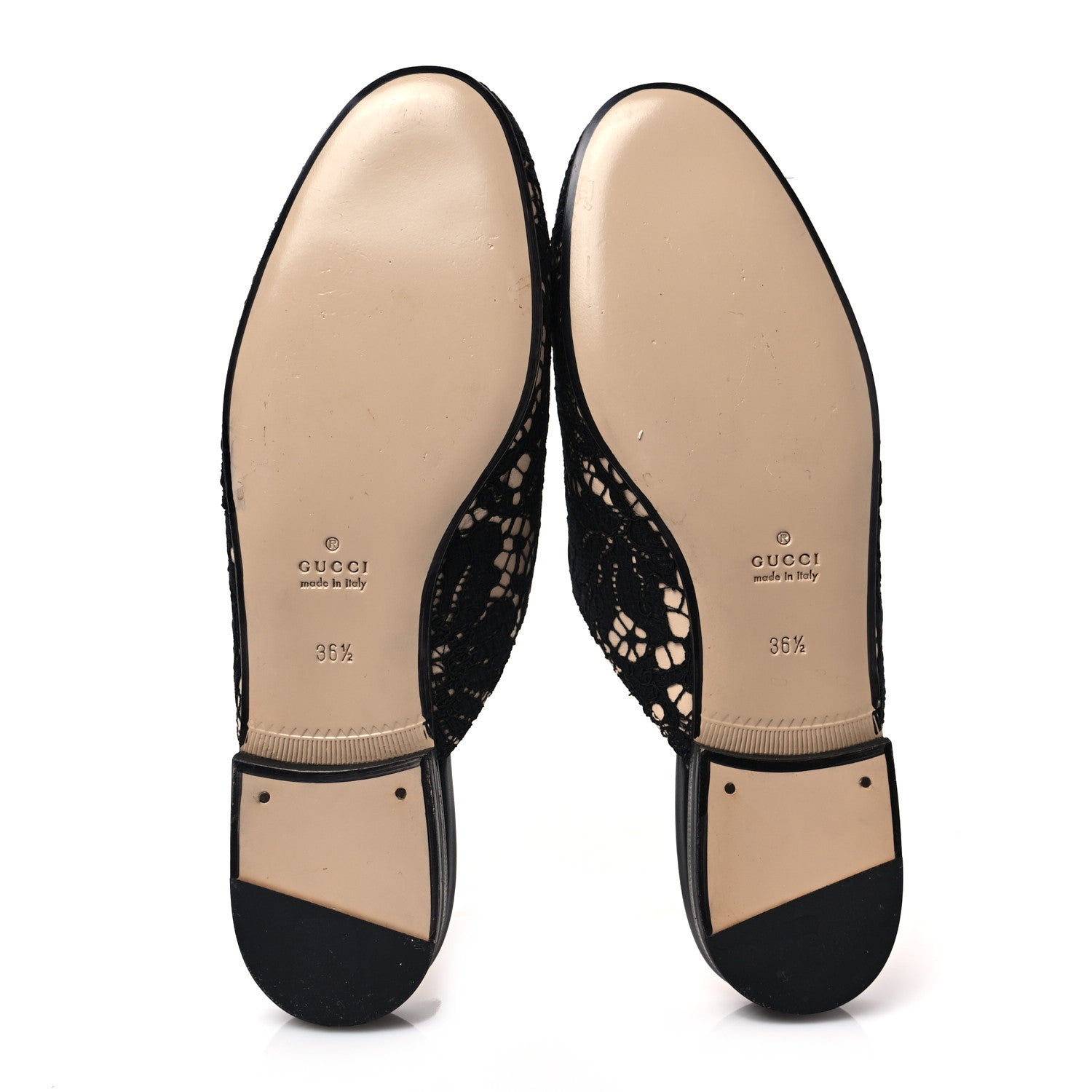 Gucci Lace Malaga Kid Womens Princetown Slippers 36.5 Black Skin Rose 5 of 8