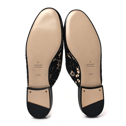 Gucci Lace Malaga Kid Womens Princetown Slippers 36.5 Black Skin Rose 5 of 8