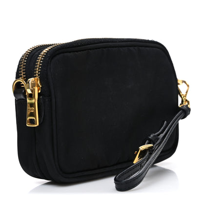 Prada Nylon Saffiano Triangle Mini Wristlet Pouch Black 3 of 7