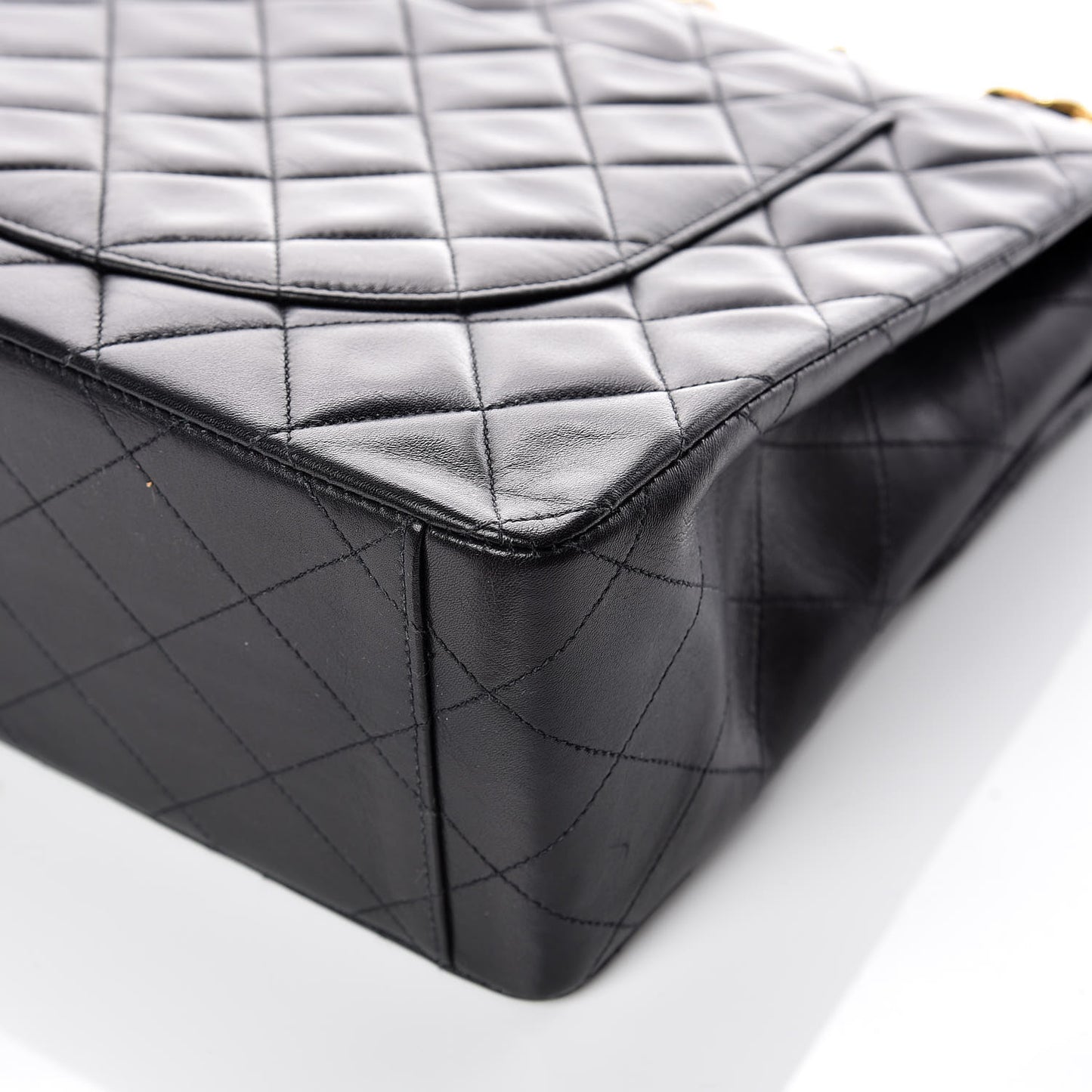 Lambskin Quilted XL Jumbo Single Flap Black