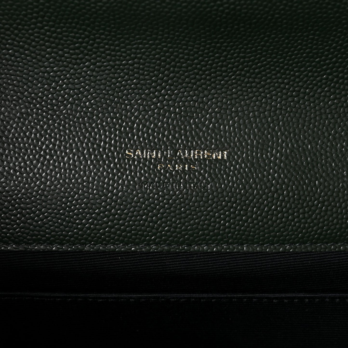 Grain De Poudre Textured Mixed Matelasse Triquilt Monogram Clutch Dark Green