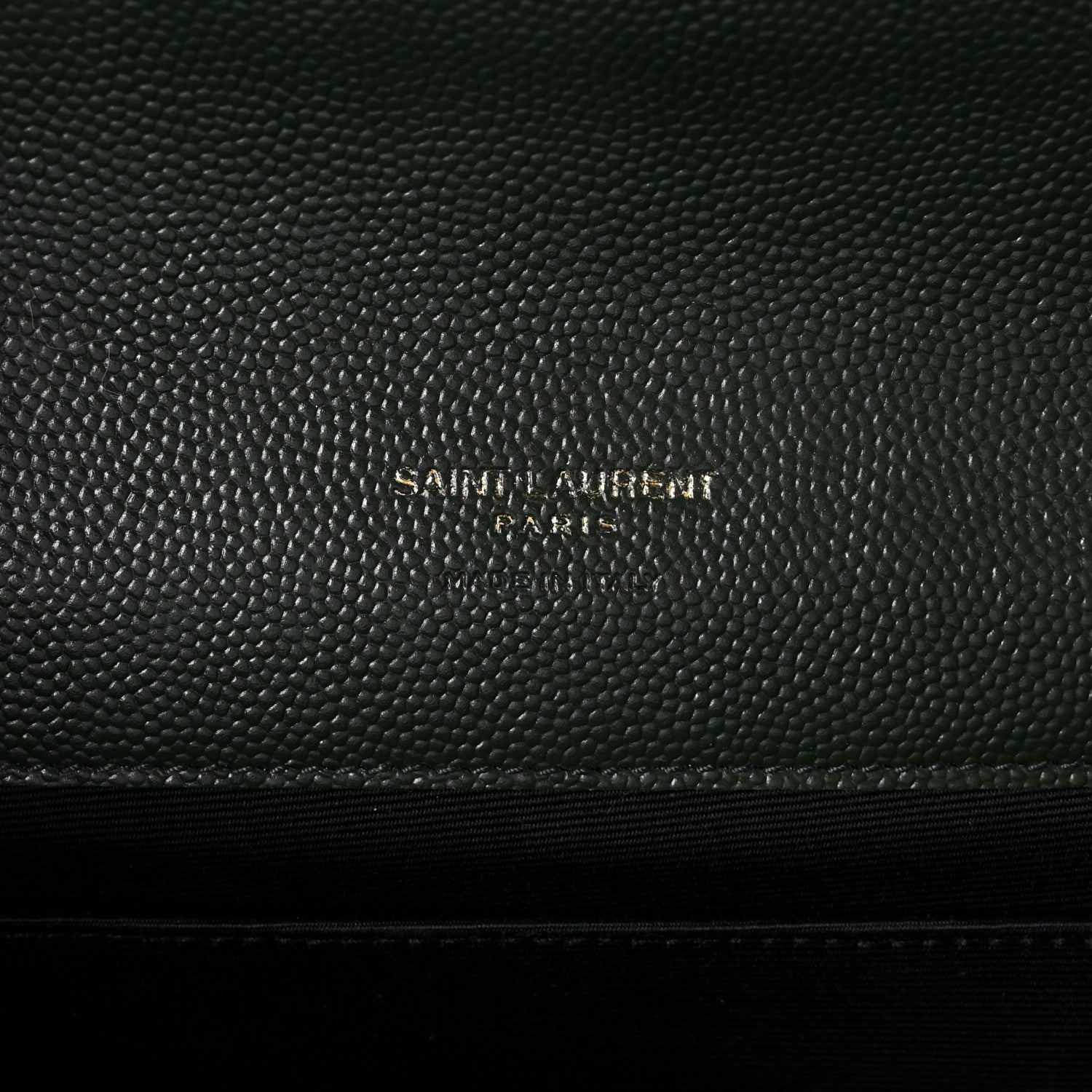 Saint Laurent Grain De Poudre Textured Mixed Matelasse Triquilt Monogram Clutch Dark Green 6 of 7