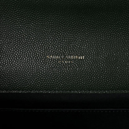 Saint Laurent Grain De Poudre Textured Mixed Matelasse Triquilt Monogram Clutch Dark Green 6 of 7