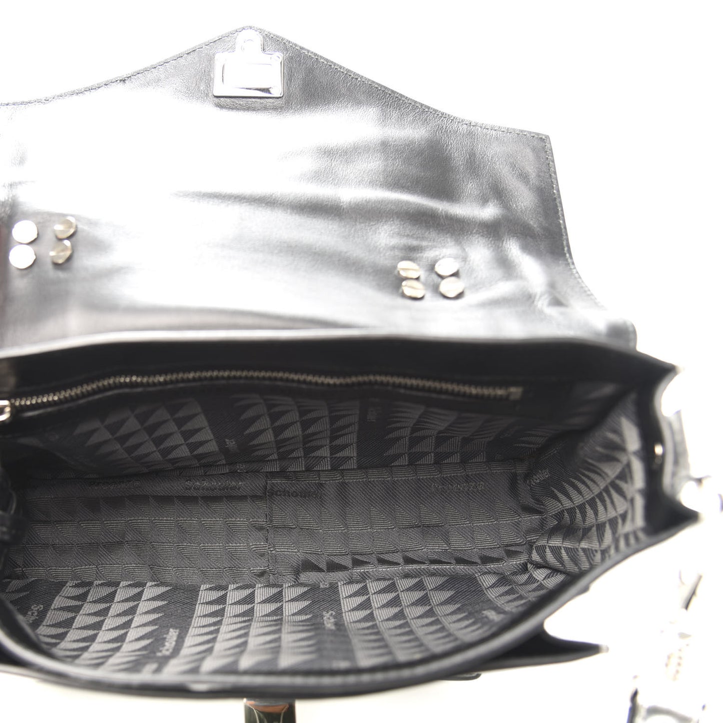 Metallic Lambskin PS1 Tiny Satchel Silver