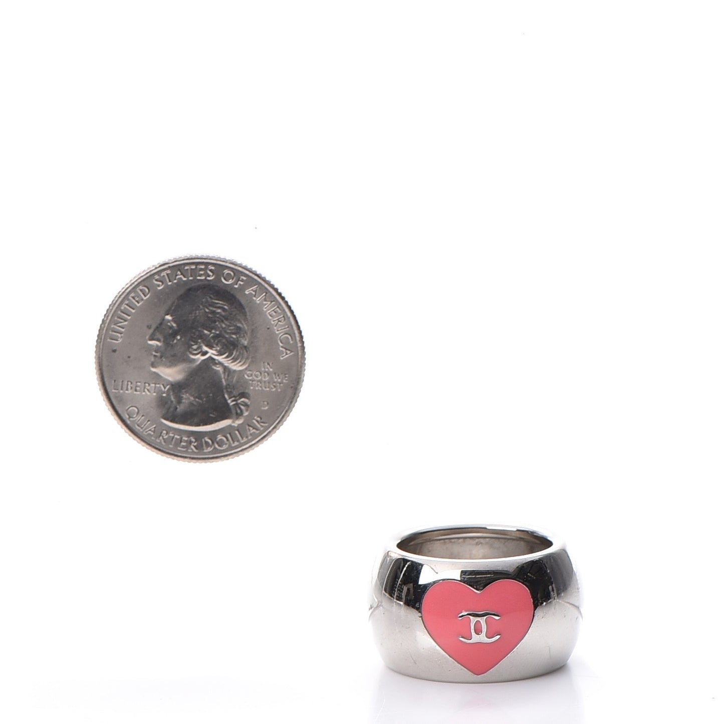 CC Heart Scarf Ring Silver Pink