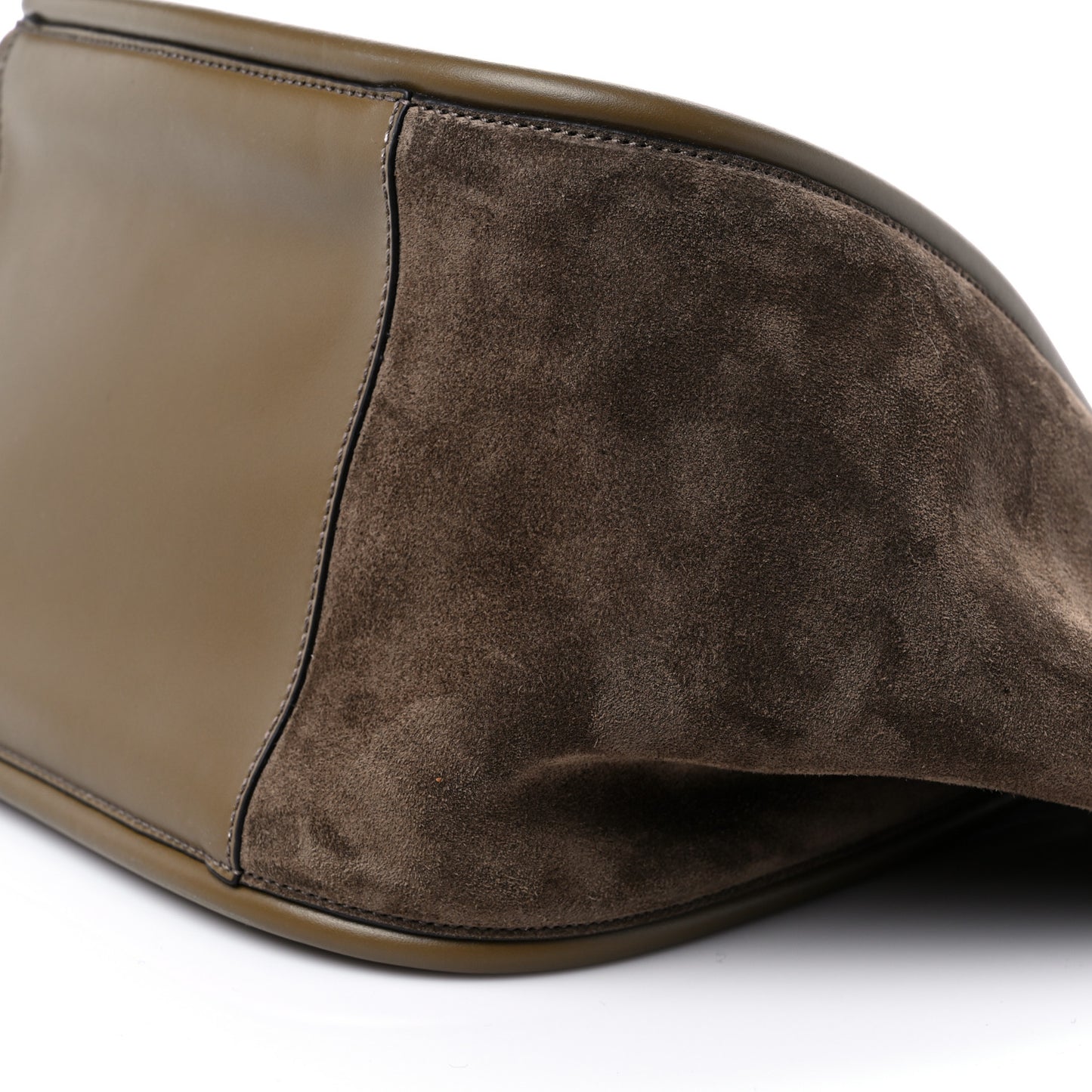 Calfskin Suede Large Ruched Tote Truffle