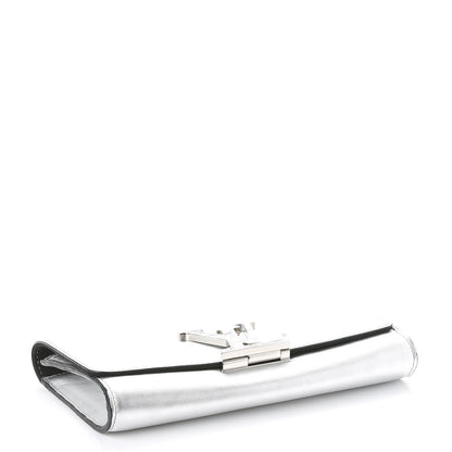 Louis Vuitton Metallic Calfskin Louise EW Lock Clutch Silver 4 of 9