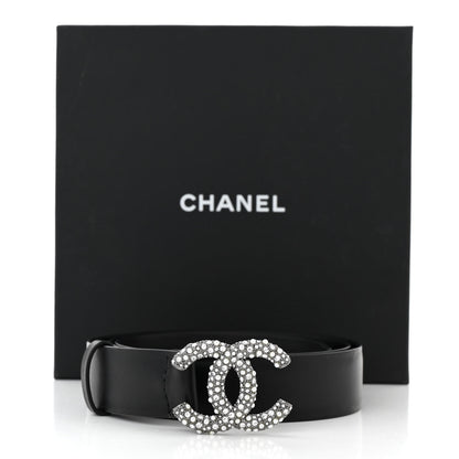 Chanel Calfskin Crystal Pearl Caviar CC Belt 90 36 Black 6 of 6
