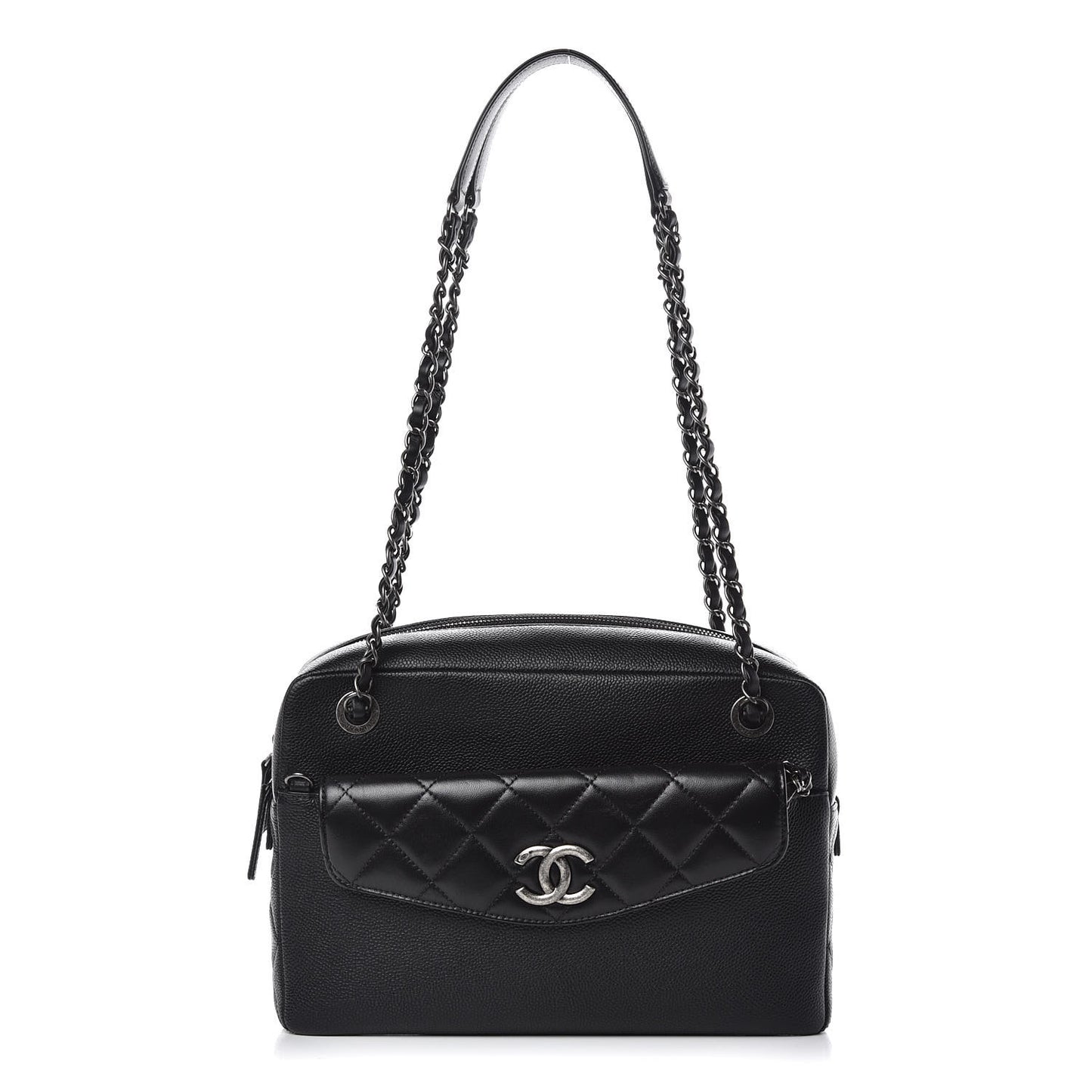 Caviar Lambskin Quilted Coco Break Camera Case Black
