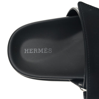 Hermes Calfskin Womens Chypre Sandals 37 Black 7 of 9