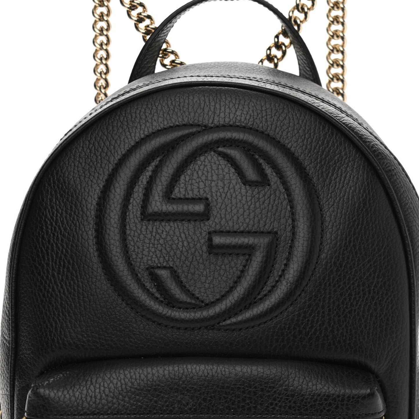 Pebbled Calfskin Soho Chain Backpack Black