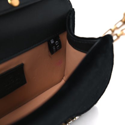 Gucci Velvet Crystal Mini Bee Broadway Shoulder Bag Black 6 of 10