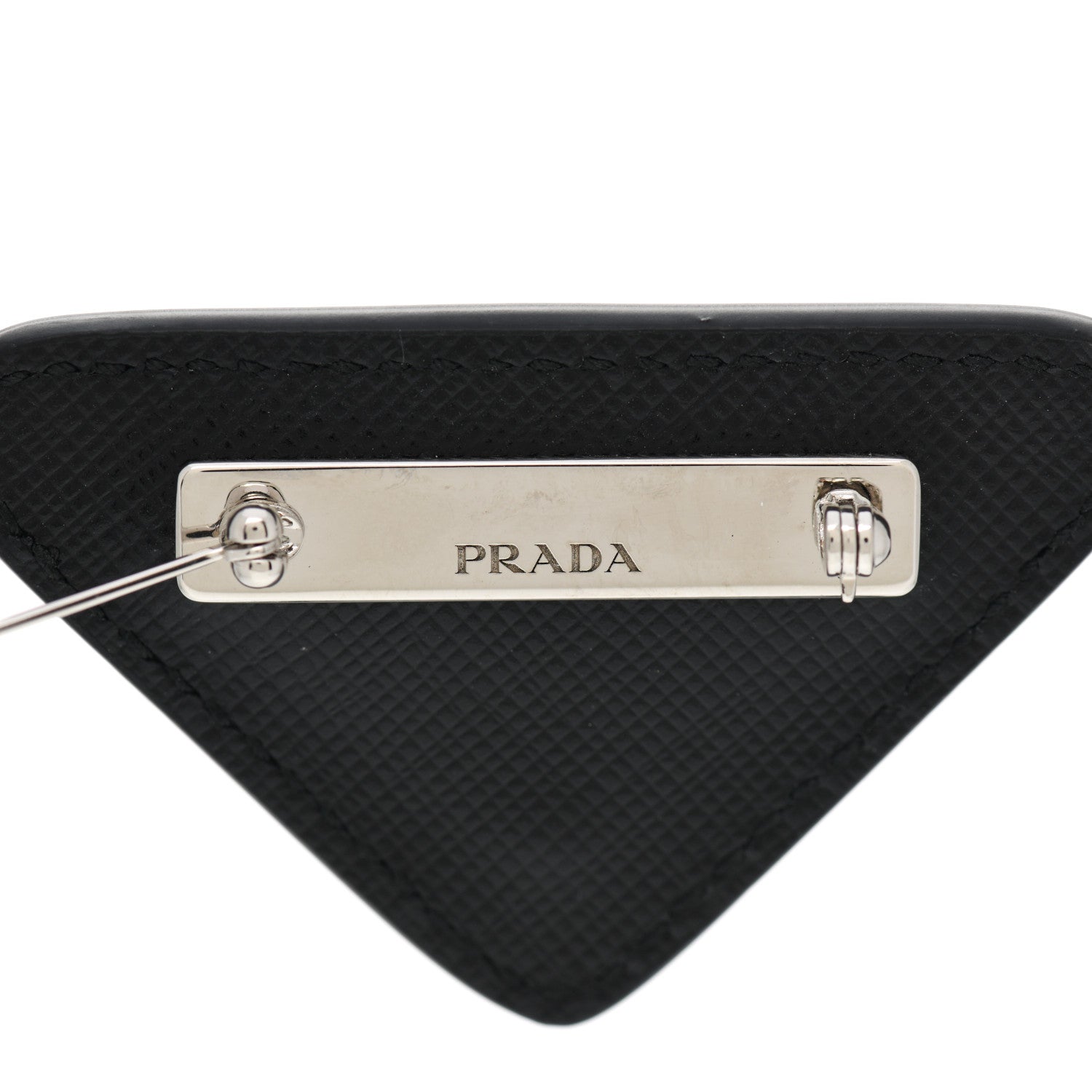 Prada Saffiano Enamel Logo Triangle Pin Black 1087399 – FASHIONPHILE