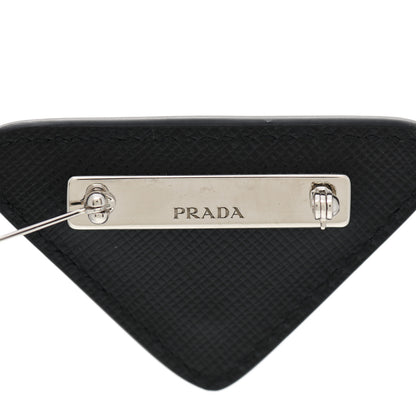 Prada Saffiano Enamel Logo Triangle Pin Black 4 of 5