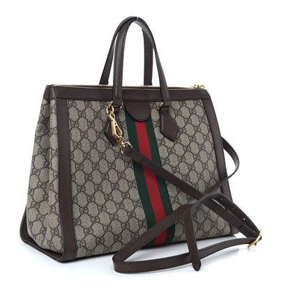 Gucci GG Supreme Monogram Web Medium Ophidia Tote Bag Brown 3 of 14