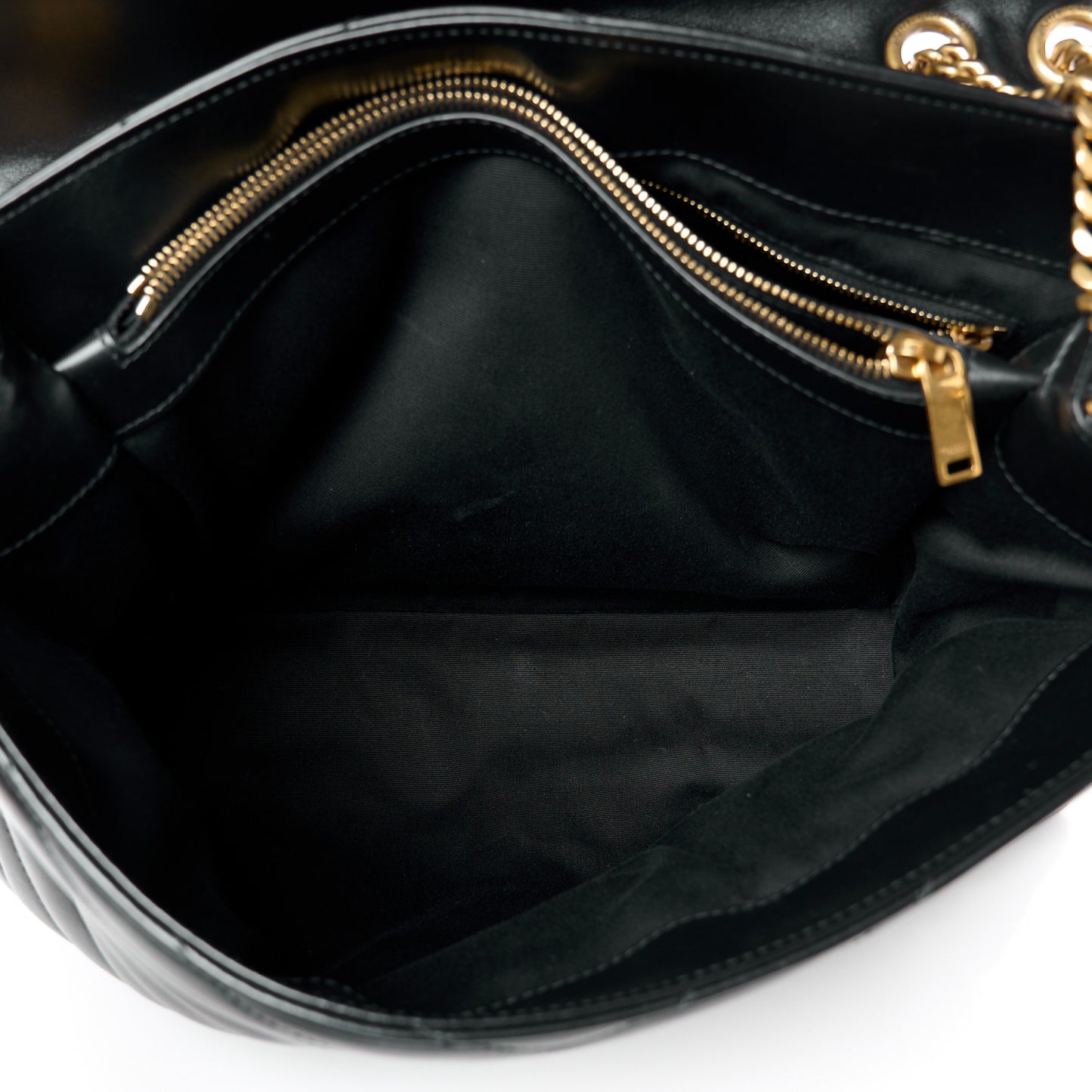Calfskin Y Quilted Monogram Large Loulou Chain Satchel Black