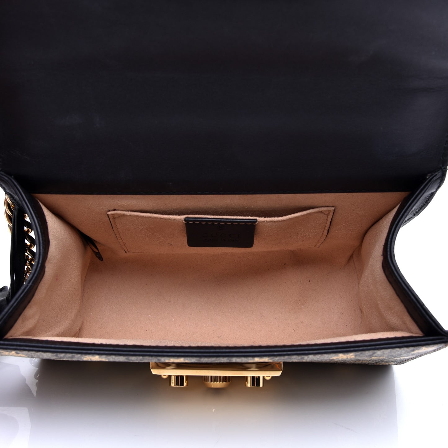 GG Supreme Monogram Bees Small Padlock Shoulder Bag Black