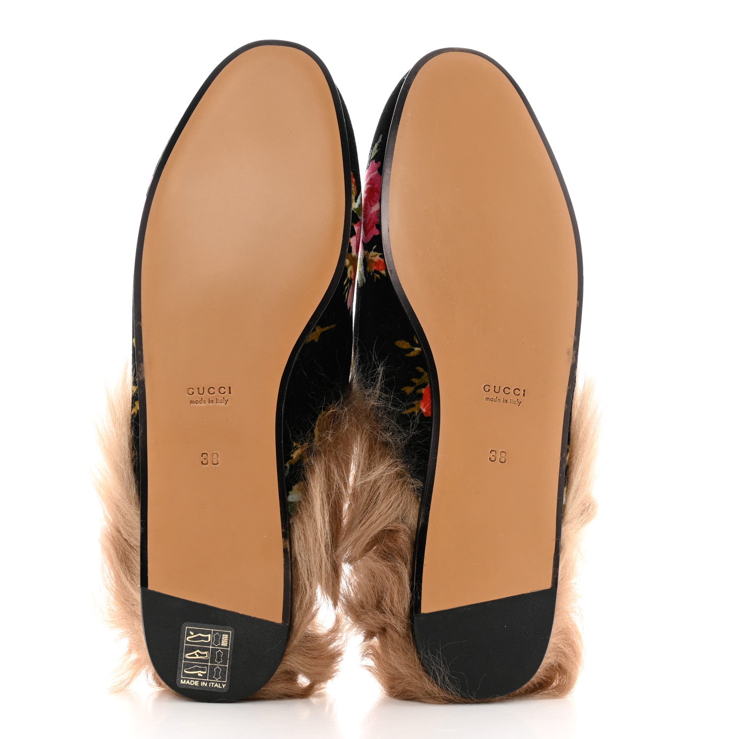 Gucci Velvet Fur Floral Princetown Slippers 38 Black 5 of 8