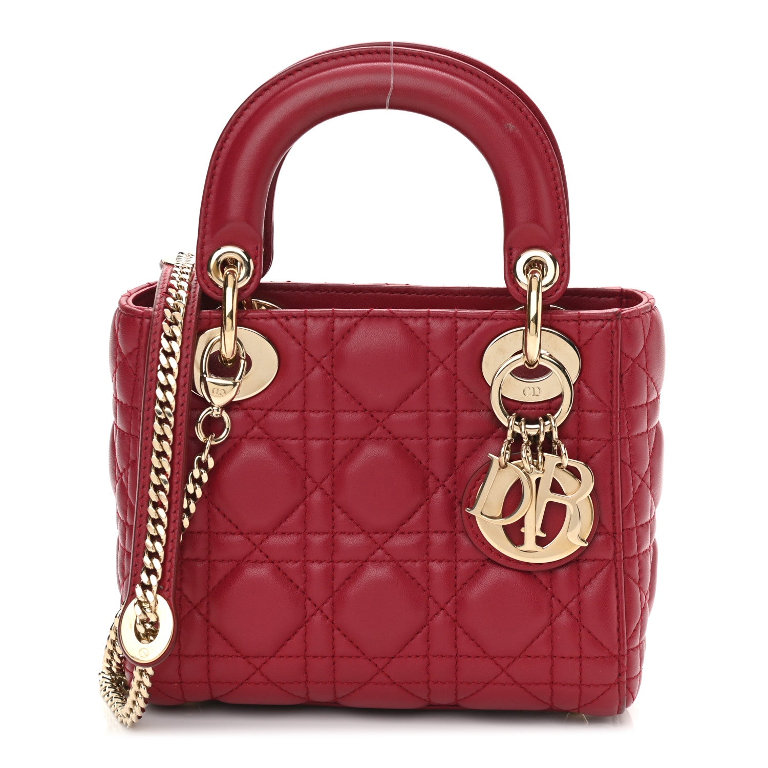 Christian Dior Lambskin Cannage Mini Lady Dior Burgundy 1 of 10