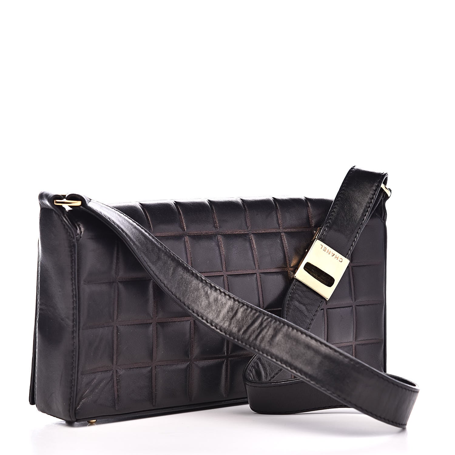 Chanel Lambskin Quilted CC Chocolate Bar Flap Black 3 of 14