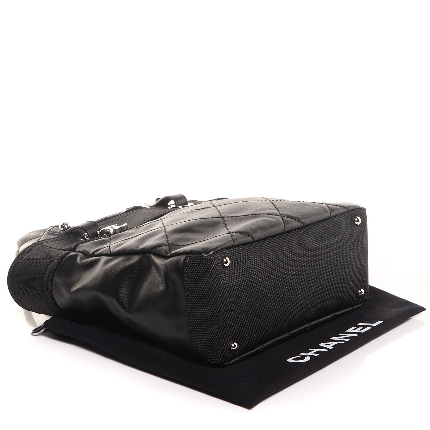 Coated Canvas Quilted Small Paris Biarritz Tote Black