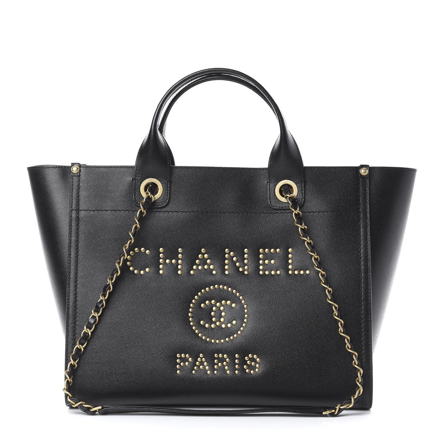 Caviar Small Studded Deauville Tote Black