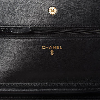 Chanel Lambskin Quilted Wallet On Chain WOC Black 9 of 13