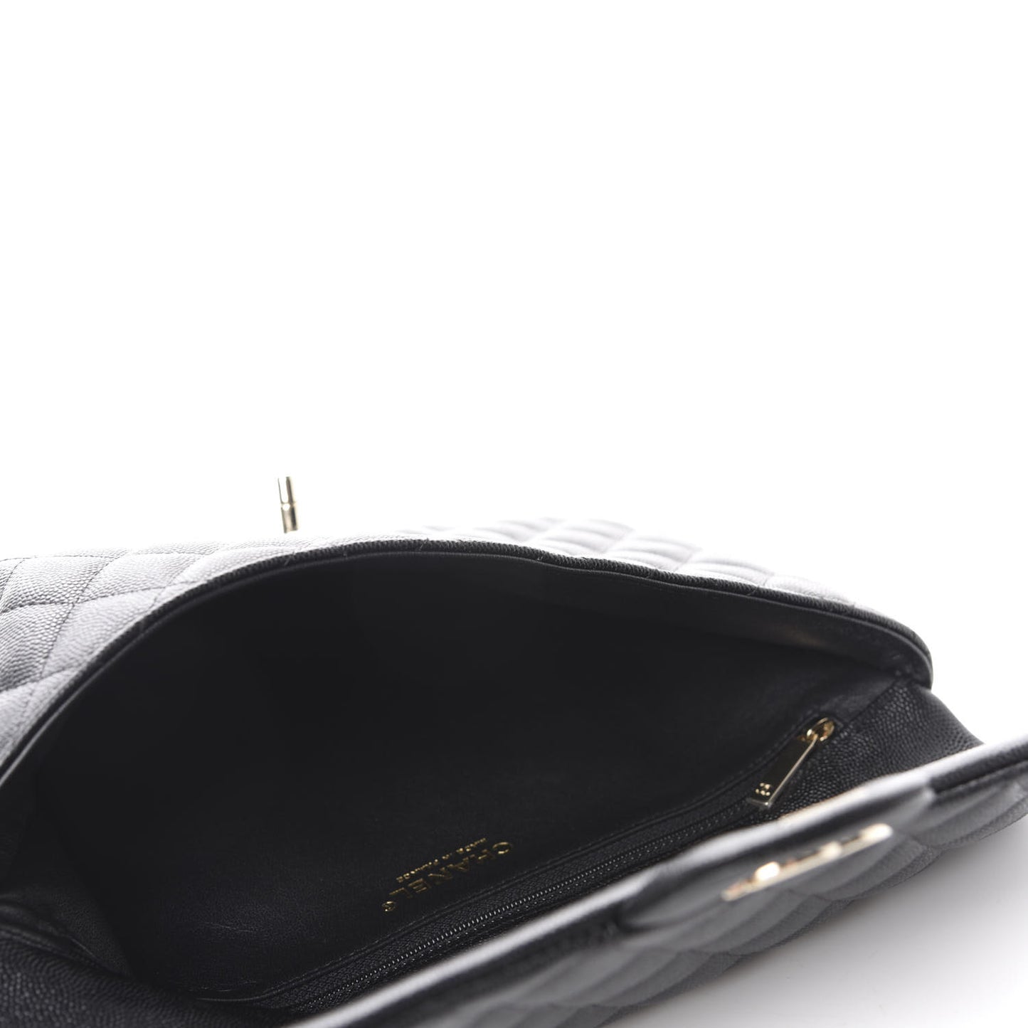 Caviar Quilted Flap Clutch Black