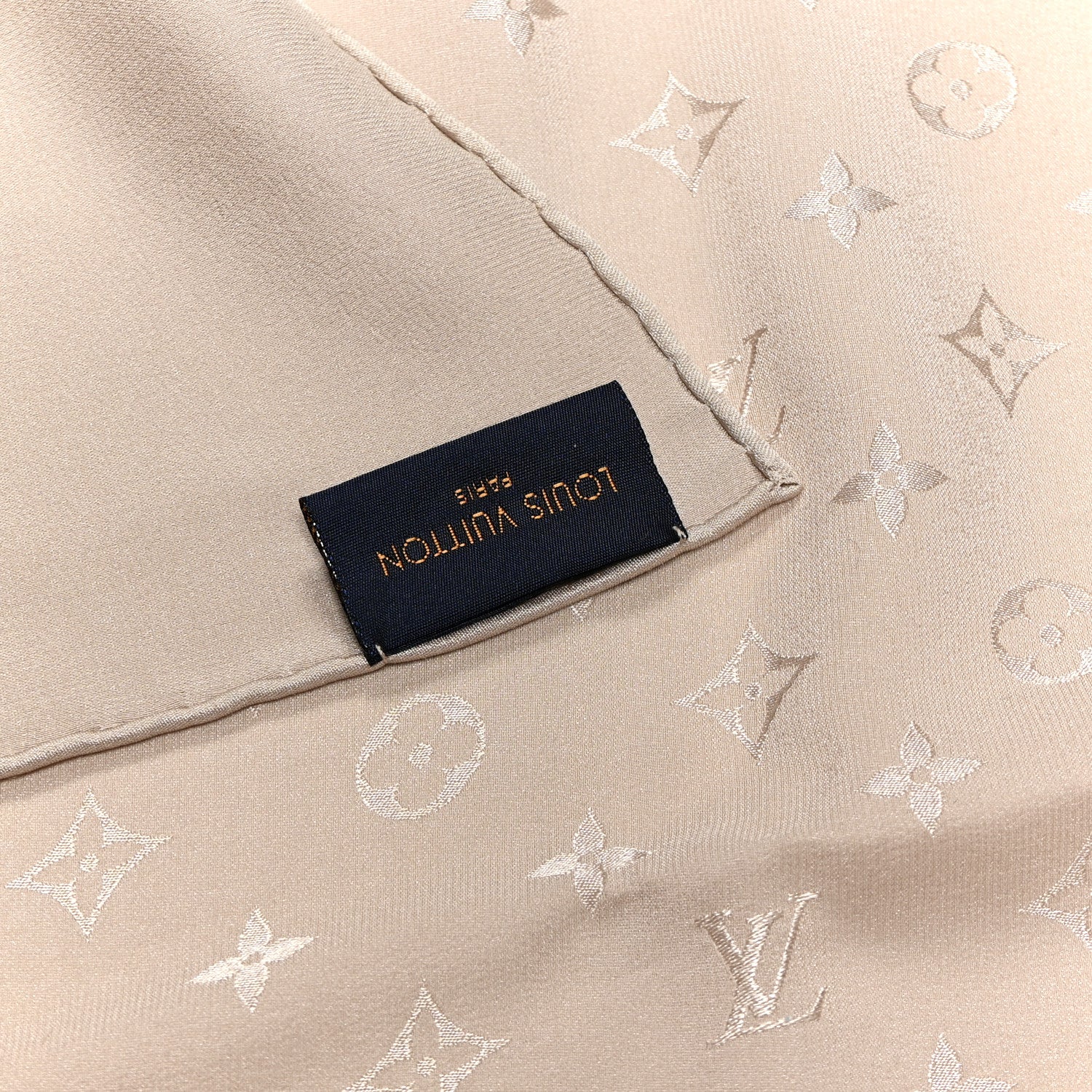 Louis Vuitton Silk Monogram Shawl Beige 3 of 4