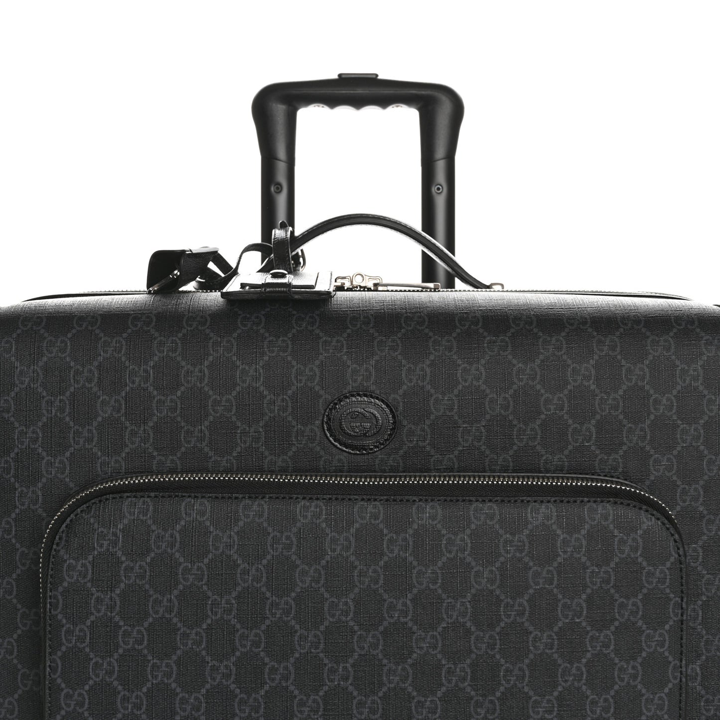 GG Supreme Monogram Four Wheel Suitcase Black Grey