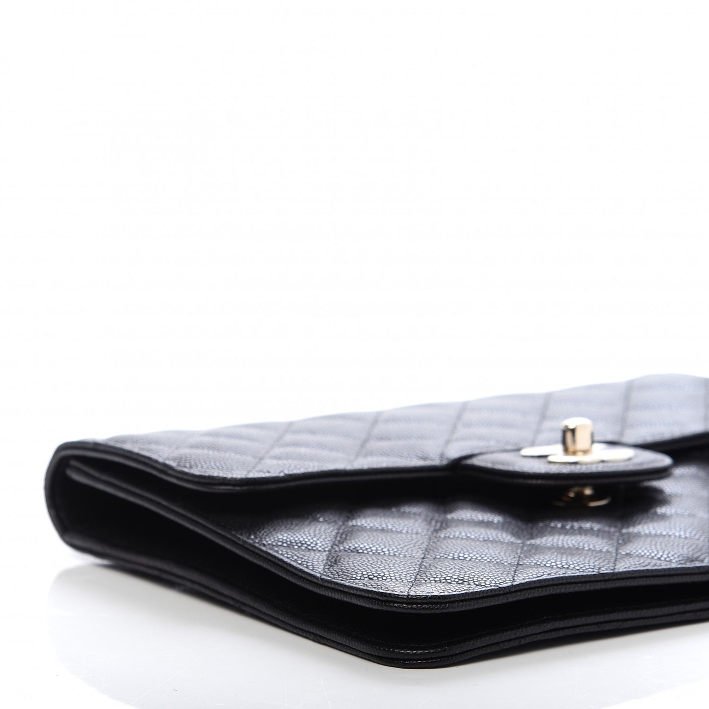Caviar Quilted Square Flap Clutch Black