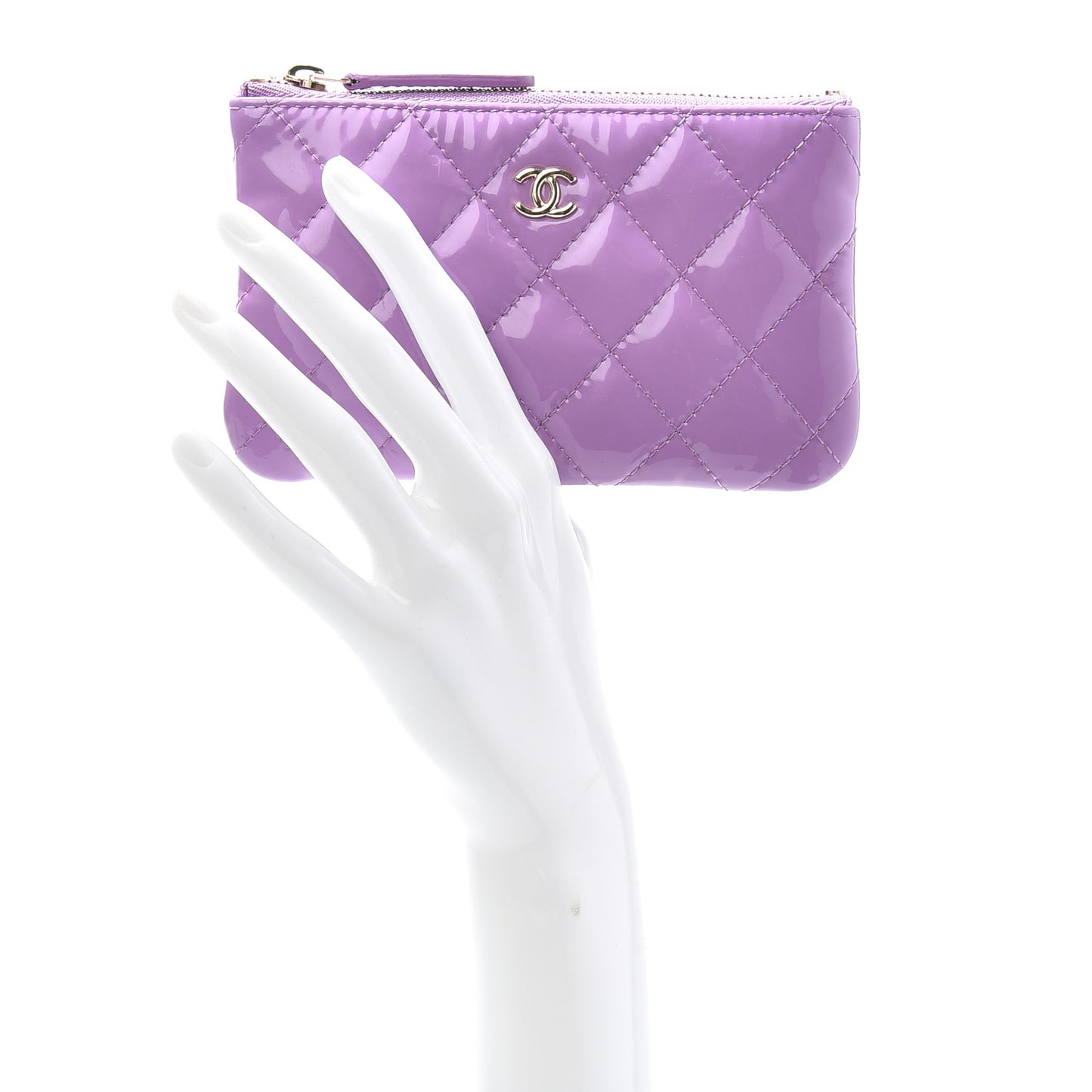 Patent Quilted Small Cosmetic Case Purple