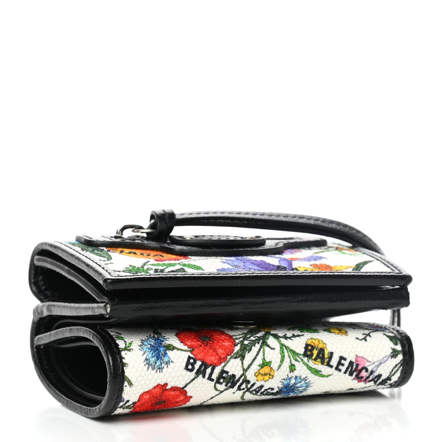 X GUCCI Canvas Azalea Calfskin Flora Logo Print Neo Classic Wallet White Multicolor Black