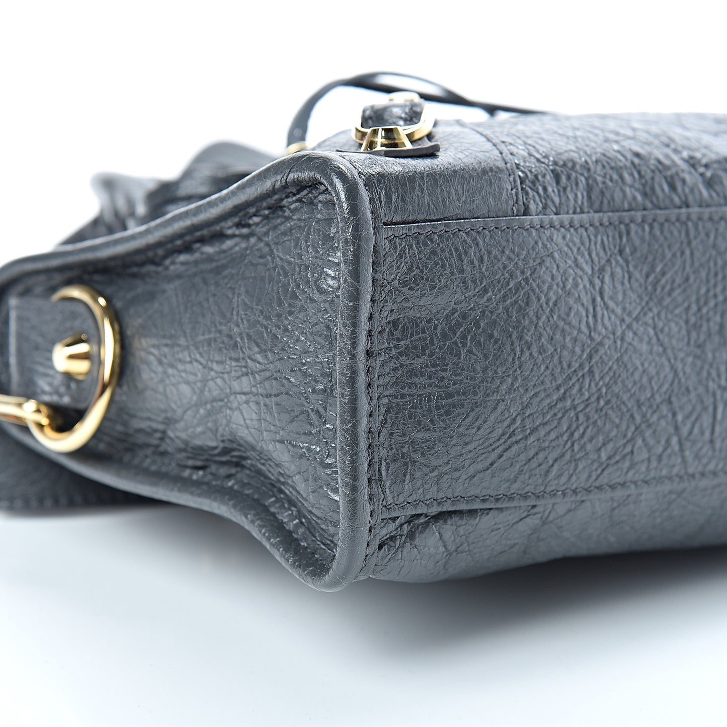 Agneau Classic Gold Hardware Mini City Gris Fossile