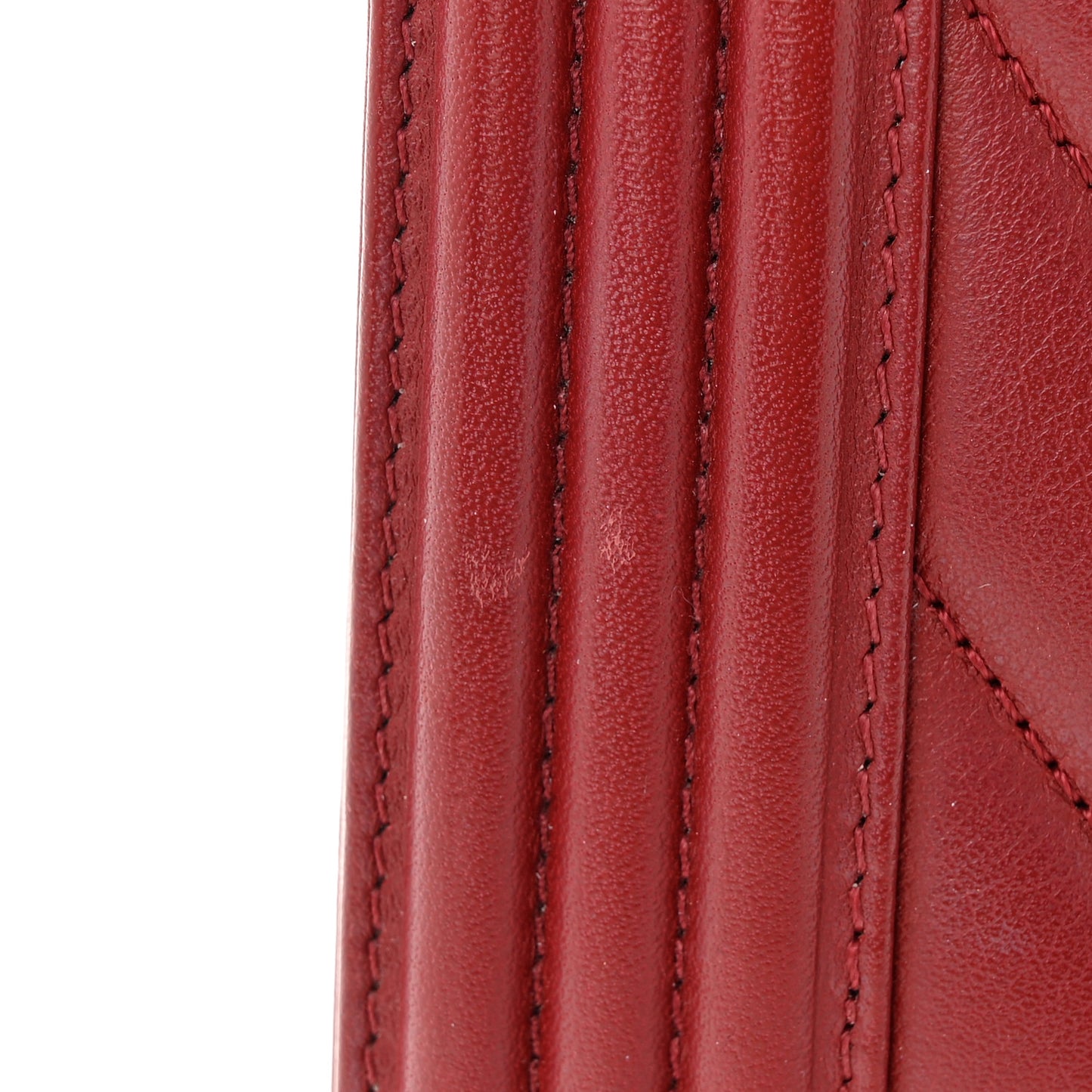 Calfskin Chevron Quilted Medium Boy Flap Dark Red
