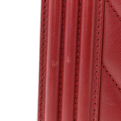 Chanel Calfskin Chevron Quilted Medium Boy Flap Dark Red 13 of 14