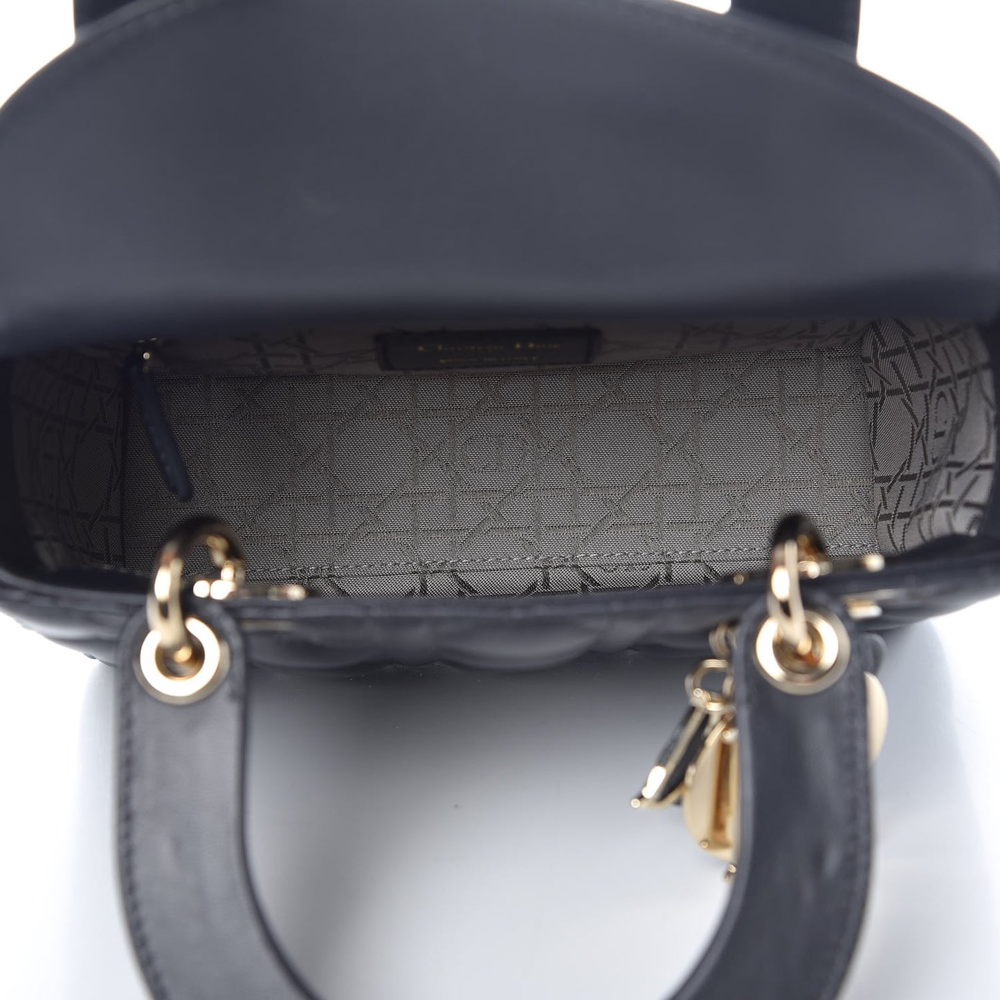 Lambskin Cannage Small Lucky Badges My Lady Dior Dark Grey