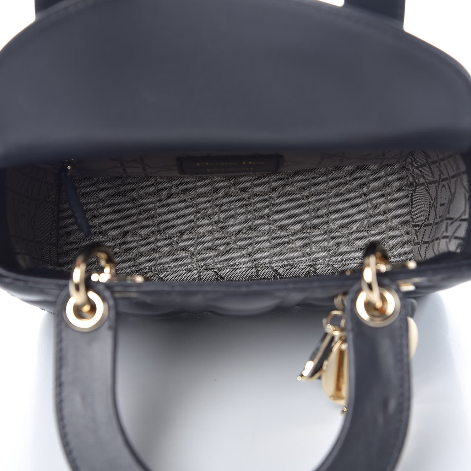 Christian Dior Lambskin Cannage Small Lucky Badges My Lady Dior Dark Grey 5 of 7