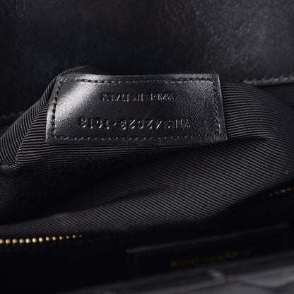 Saint Laurent Smooth Calfskin Matelasse Chevron Large Monogram Satchel Black 7 of 11